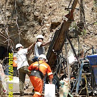One of the very first holes at the Adelita project being set up for drilling