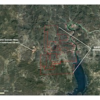 Google Earth Zoom In: Pan American Alamo Dorado Mine 1.5km E of Adelita and concession block