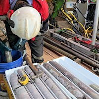 Core being sorted into the core boxes