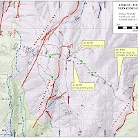 Plan view of Amalia, Tigre, and Ana vein zones drilling.  Mineralized intersections are sample lengths and not true widths