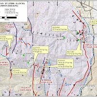 . Plan view of Minas Nuevas, Pulpito and La Dura vein zones drilling.  Mineralized intersections are sample lengths and not true widths